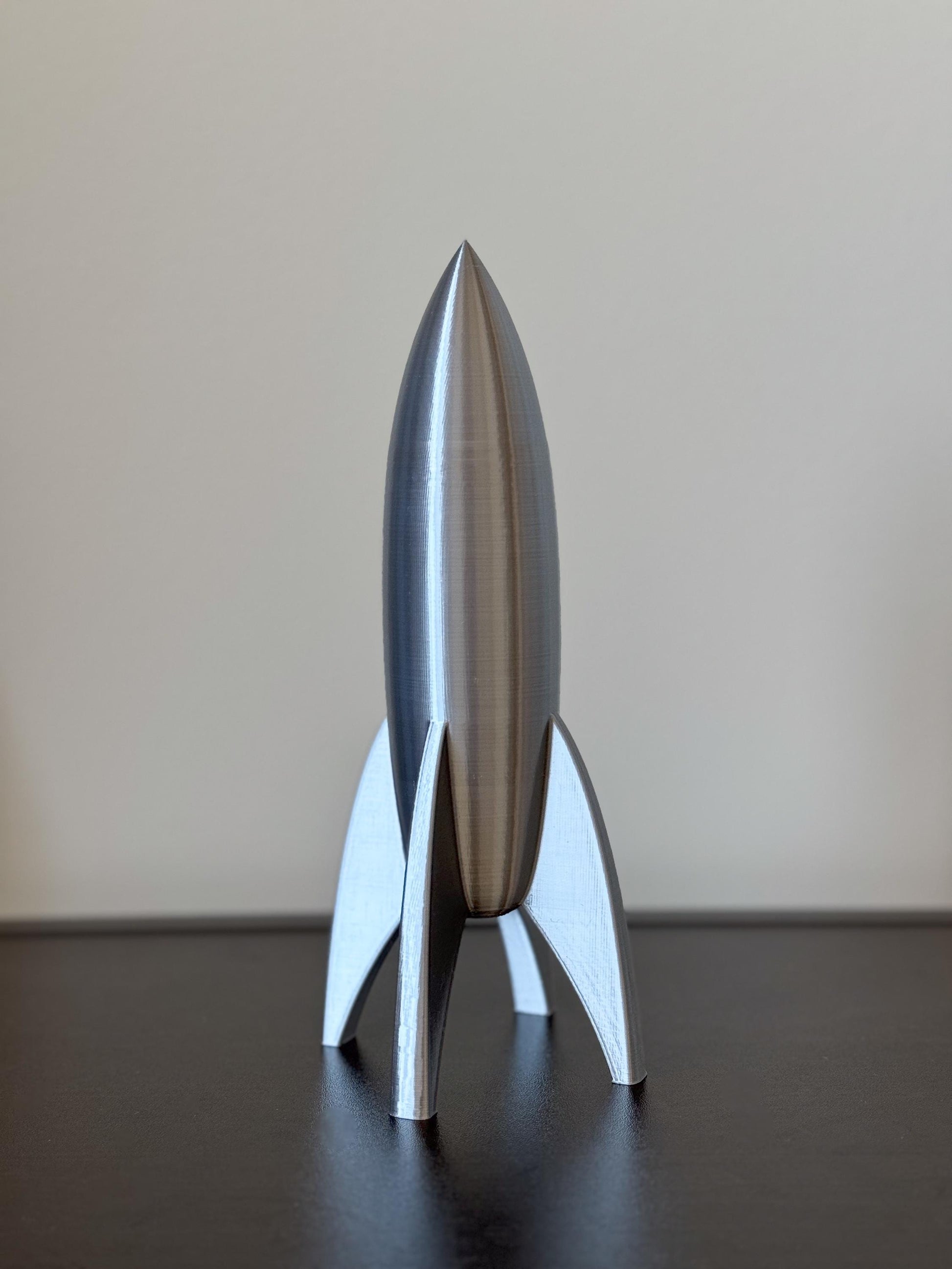 Silver Rocket Ship, Retro Rocket Ship Model, Rocket Decoration, Space Theme Decor