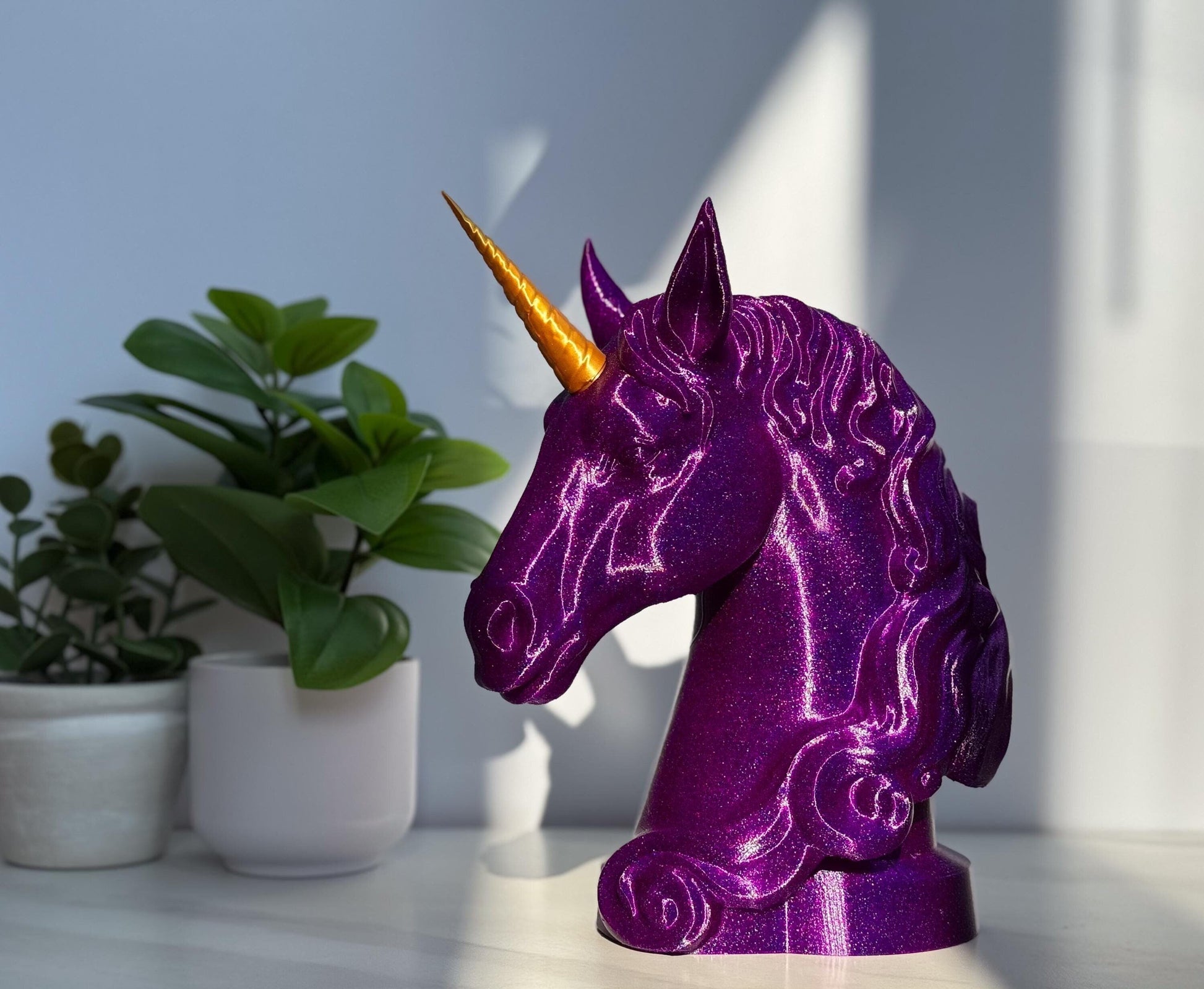 Magical Unicorn Statue With Removable Horn, Unicorn Head Statue For Desk or Table, Assorted Colors, Custom Horn Colors and Sizes