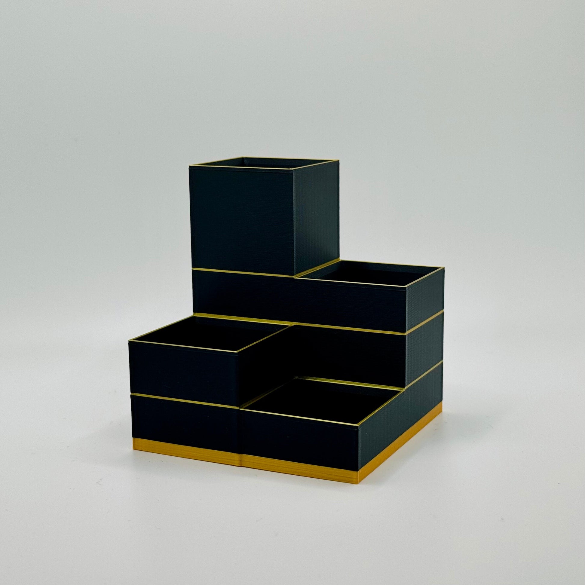 Gold Accented Pencil Holder, Office Supplies Organizer, Black Pencil Holder With Gold Accents, Perfect For Work, Home Office Desk