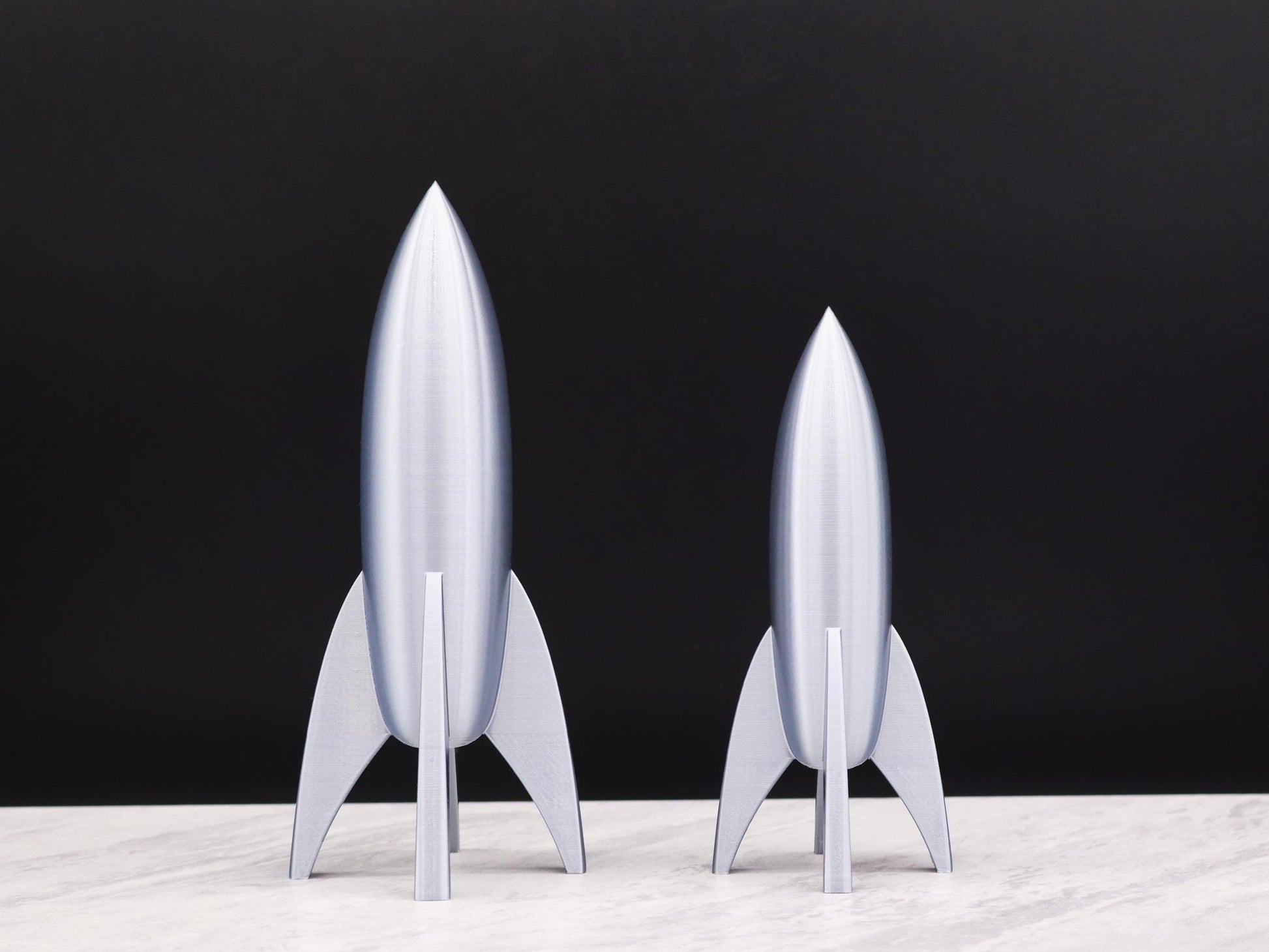 Silver Rocket Ship, Retro Rocket Ship Model, Rocket Decoration, Space Theme Decor