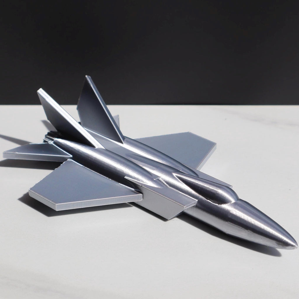 Silver Airplane Statue, Silver Advanced Fighter Jet Model, Metallic Silver Finish, Airplane Decor, Airplane Gift, Retro Decor
