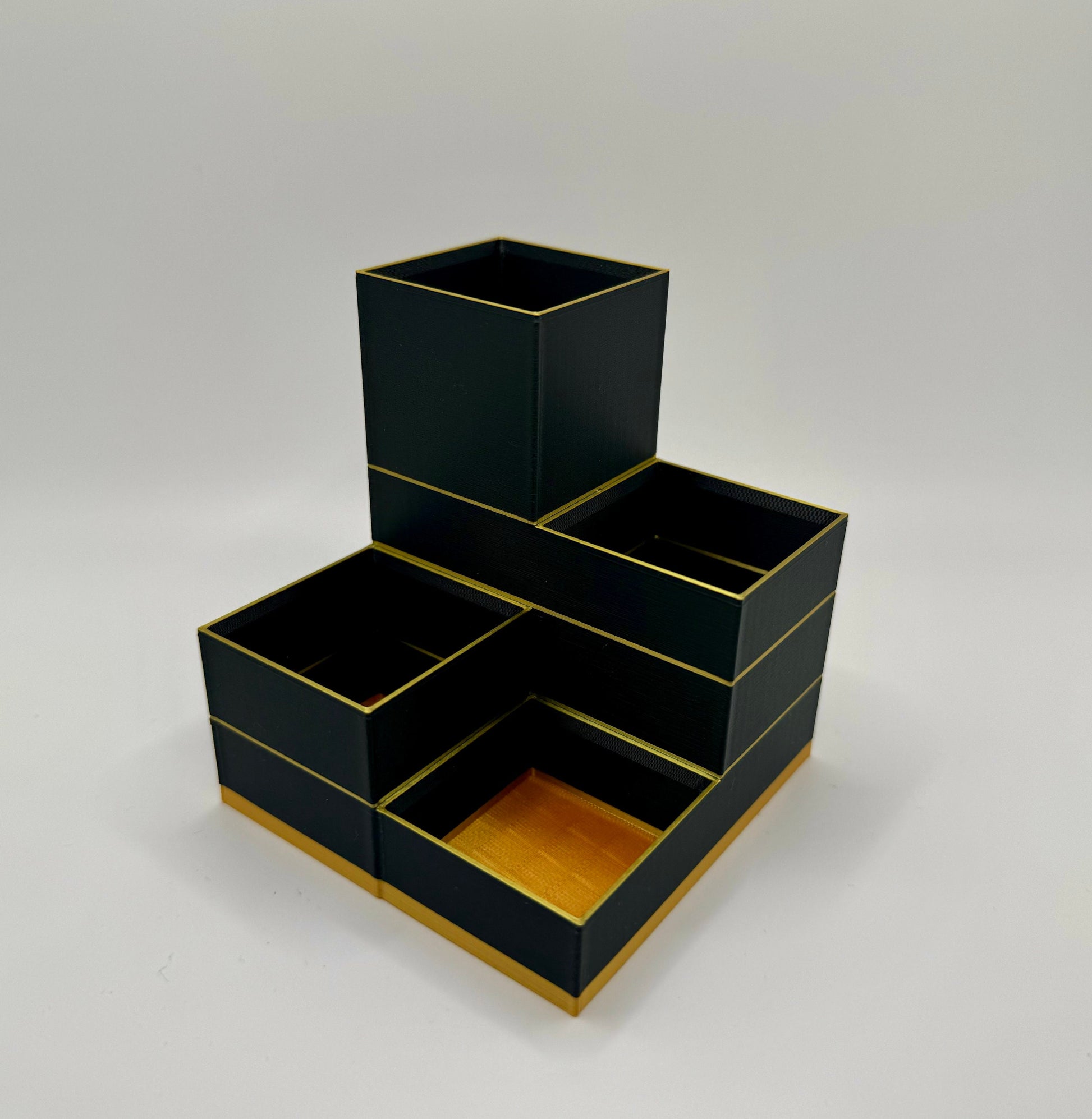 Gold Accented Pencil Holder, Office Supplies Organizer, Black Pencil Holder With Gold Accents, Perfect For Work, Home Office Desk
