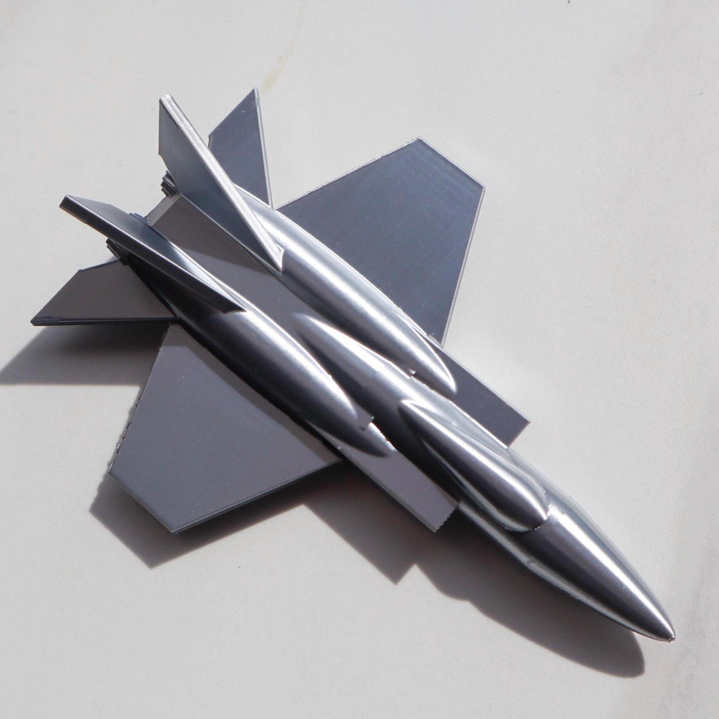 Silver Airplane Statue, Silver Advanced Fighter Jet Model, Metallic Silver Finish, Airplane Decor, Airplane Gift, Retro Decor