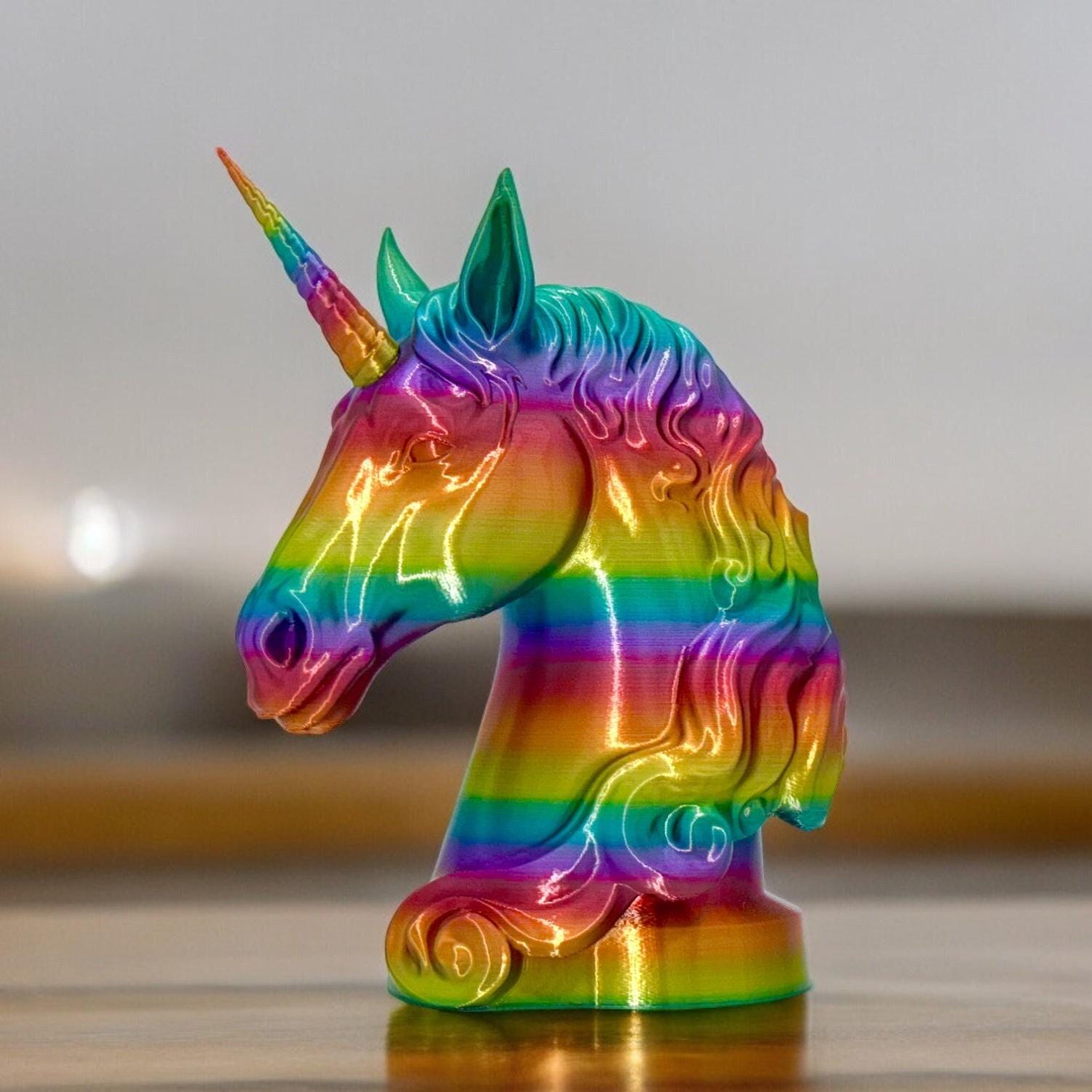 Magical Unicorn Statue With Removable Horn, Unicorn Head Statue For Desk or Table, Assorted Colors, Custom Horn Colors and Sizes