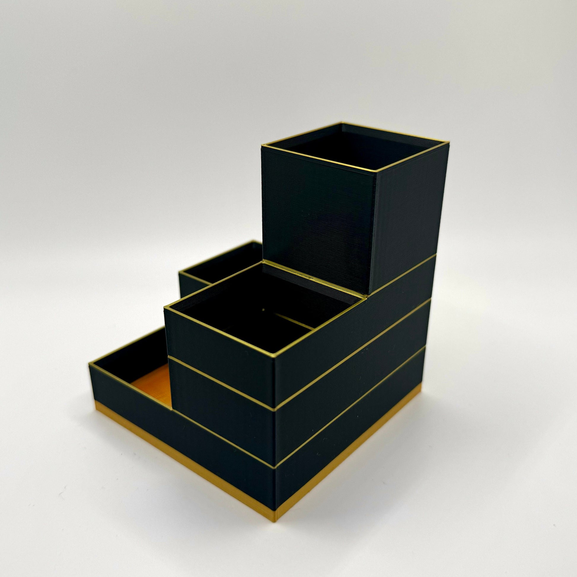 Gold Accented Pencil Holder, Office Supplies Organizer, Black Pencil Holder With Gold Accents, Perfect For Work, Home Office Desk