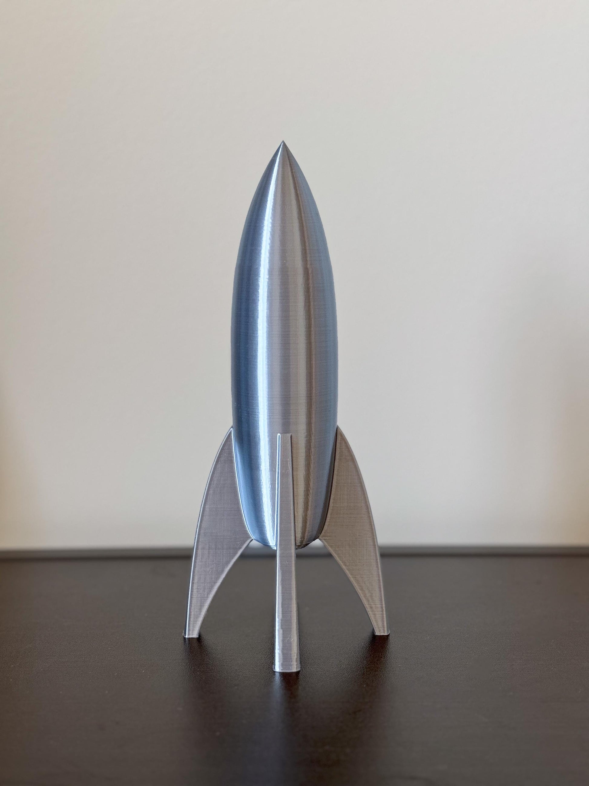 Silver Rocket Ship, Retro Rocket Ship Model, Rocket Decoration, Space Theme Decor