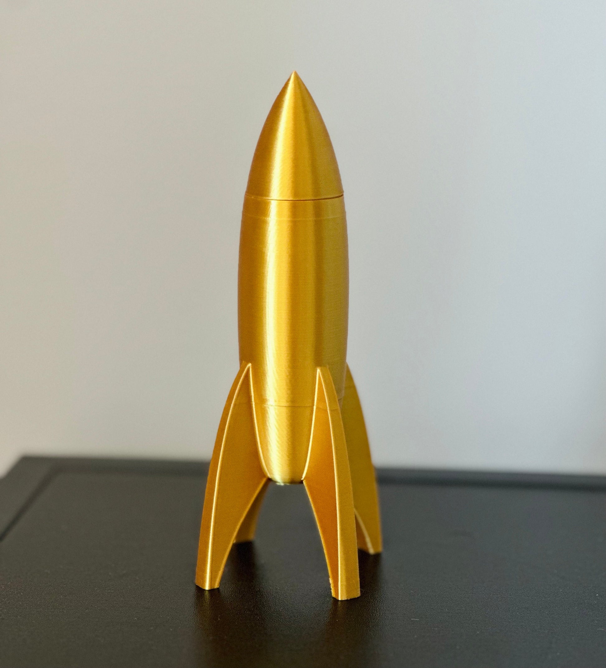 Golden Rocket Ship Container, Retro Rocket Ship With Lid And Storage, Rocket Decoration