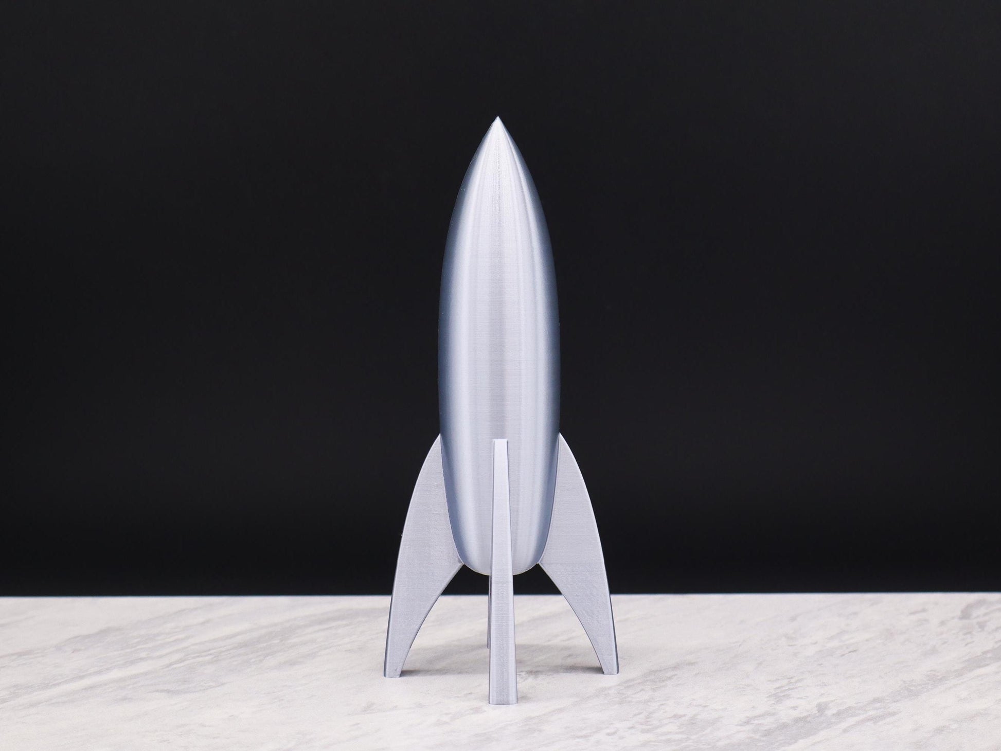 Silver Rocket Ship, Retro Rocket Ship Model, Rocket Decoration, Space Theme Decor