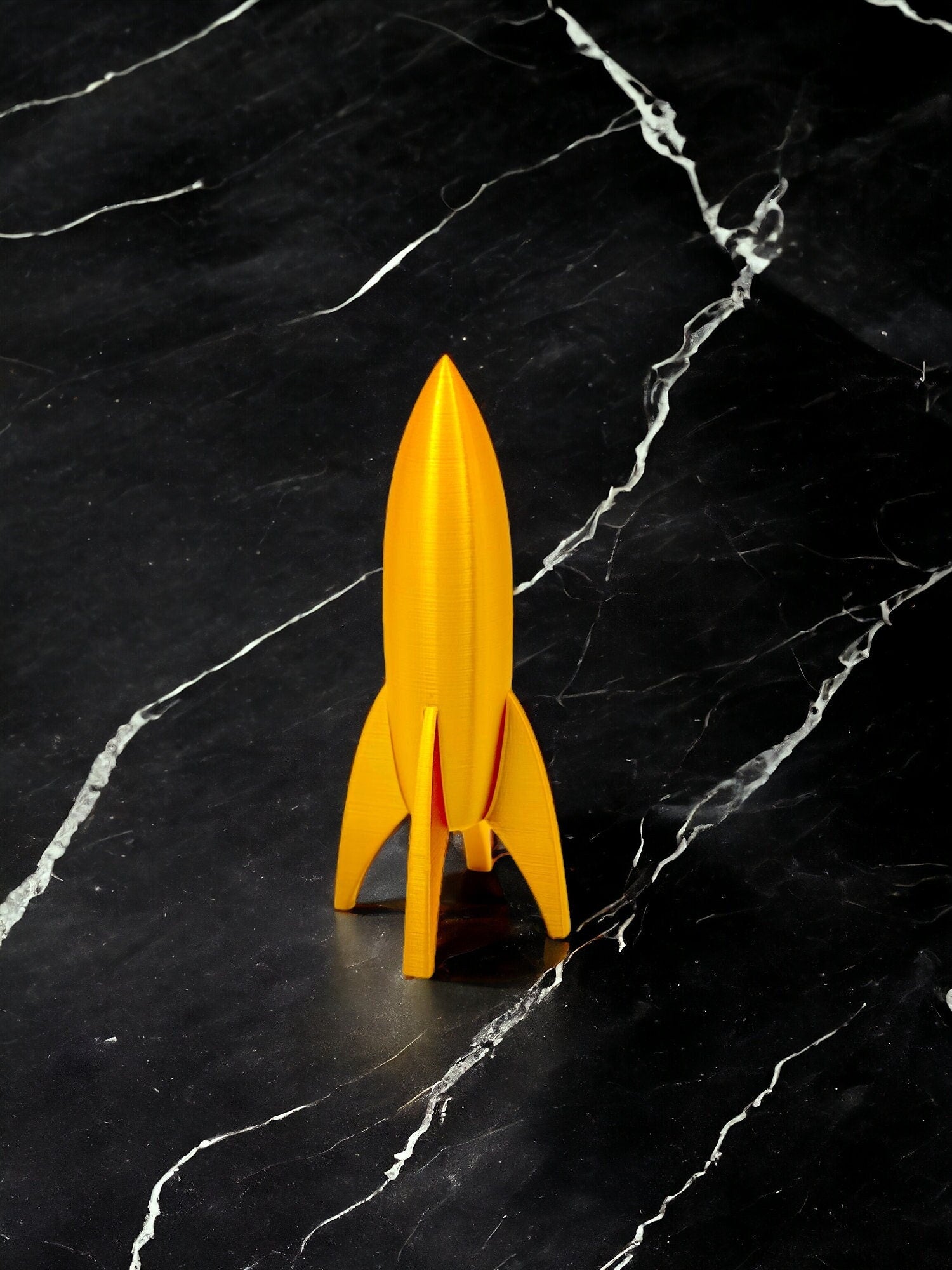 Golden Rocket Ship, Retro Rocket Ship Model, Rocket Decoration, Space Theme Decor