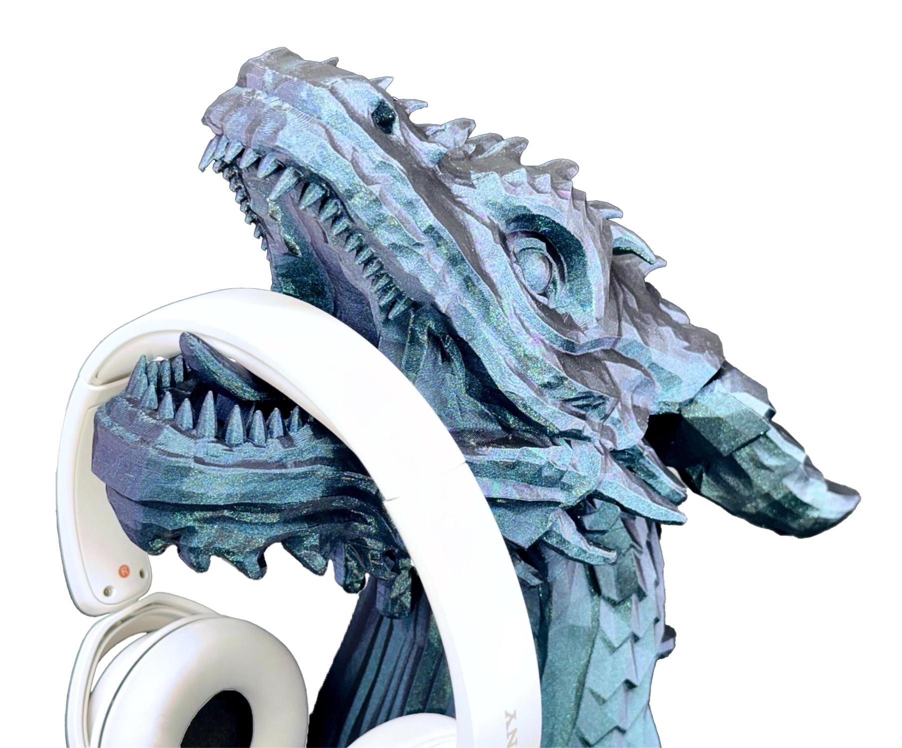 Dragon's Bite Headphones Stand, Dragon Bust, Dragon Headphone Holder, Dragon Head Statue, Perfect Gamer Gift, Fantasy Gift - Fuza3D